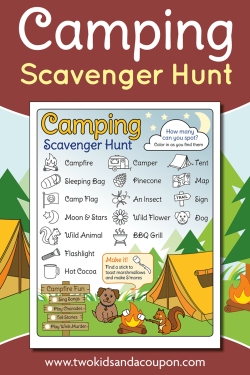Free Printable Camping Scavenger Hunt For Kids And Adults