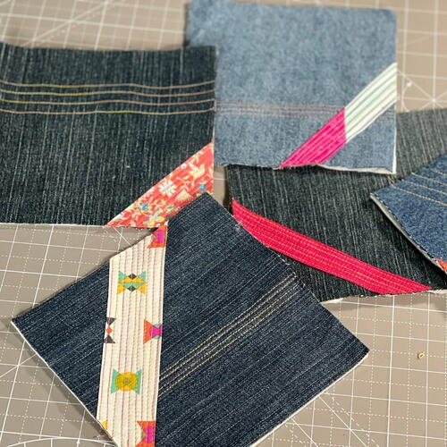 Qayg Denim Quilt Blocks (use Up Your Quilt Binding Scraps Too!)