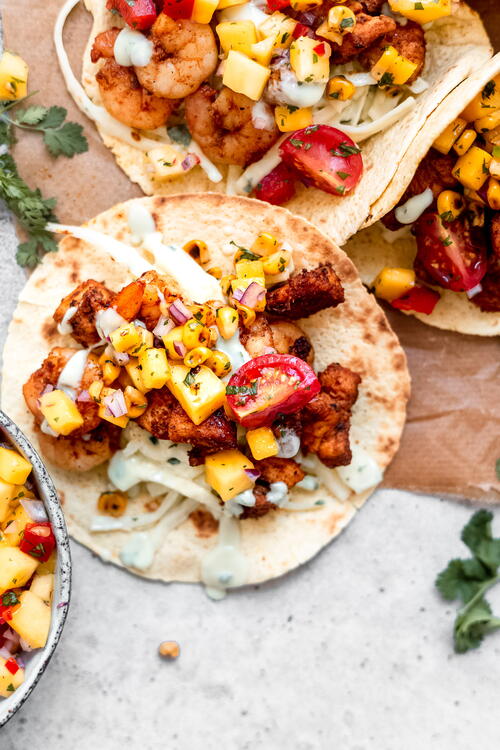 The Best 30 Minute Spicy Cajun Chicken And Shrimp Tacos