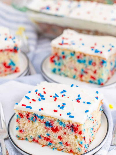Patriotic Homemade Sprinkle Cake