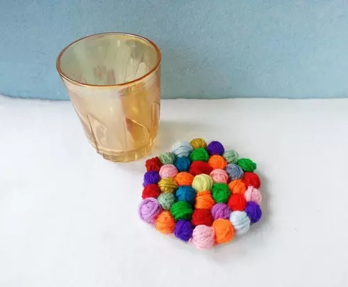 Left Over Yarn To Yarn Ball Coaster - No Knitting Required