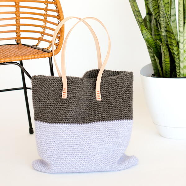 Leather and Crochet Tote