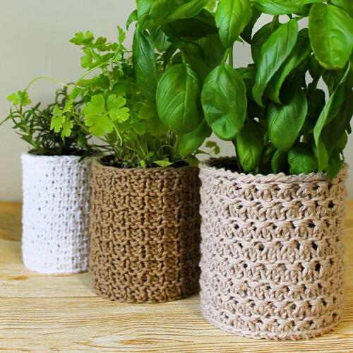 Knit Covers For Tin Can Planters