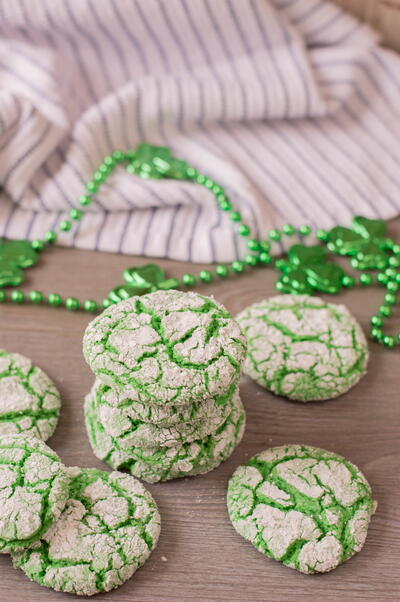 Green Vanilla Crinkle Cookies
