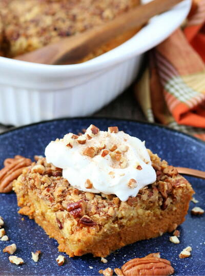 Fall Harvest Pumpkin Dump Cake | FaveSouthernRecipes.com