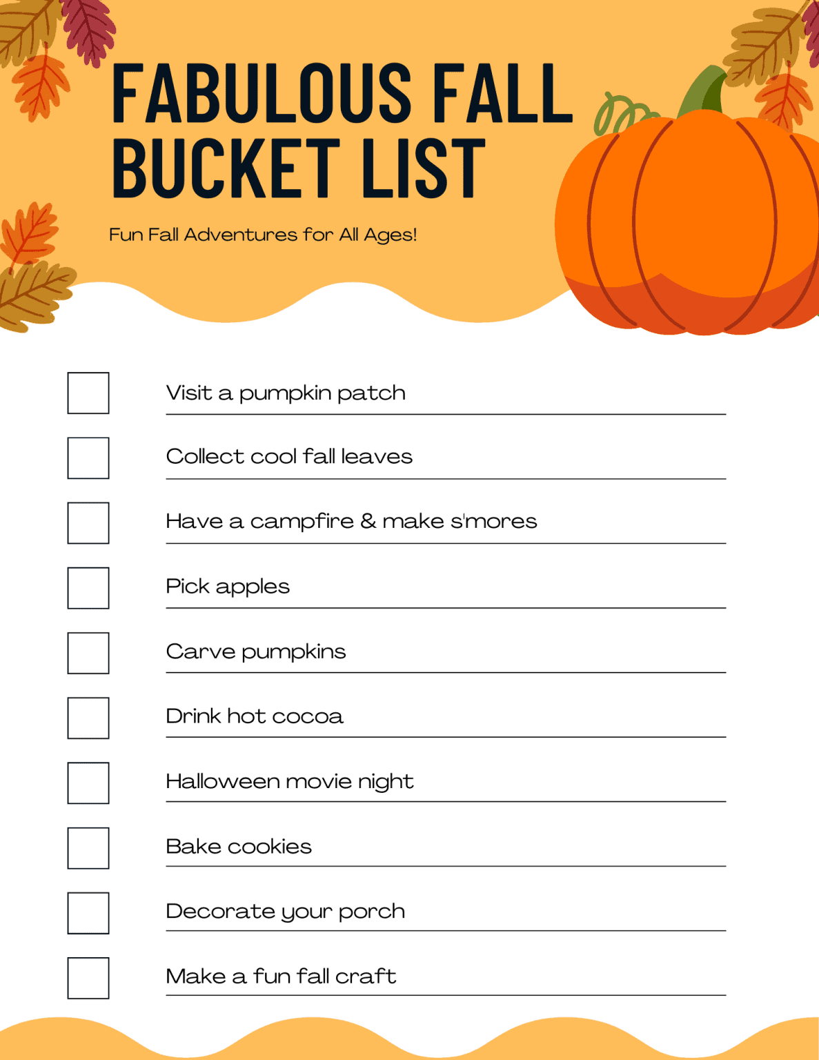 Free Printable Fall Bucket List For Families | FaveCrafts.com