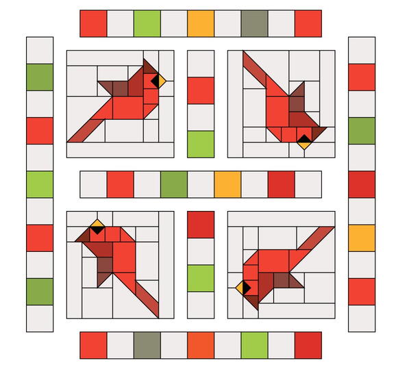 Winter Cardinal Quilt Pattern Free | AllFreeSewing.com