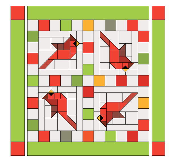 Winter Cardinal Quilt Pattern Free | AllFreeSewing.com