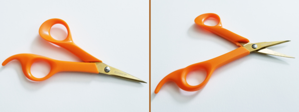 Image shows buttonhole scissors.