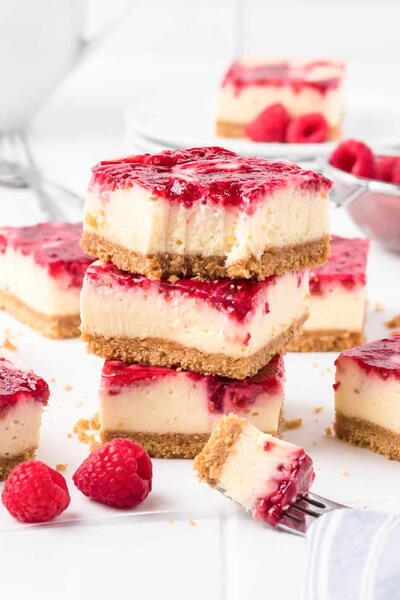 Raspberry Swirl Cheesecake Bars