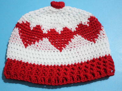 Tunisian Heart Crochet Baby Beanie Cap