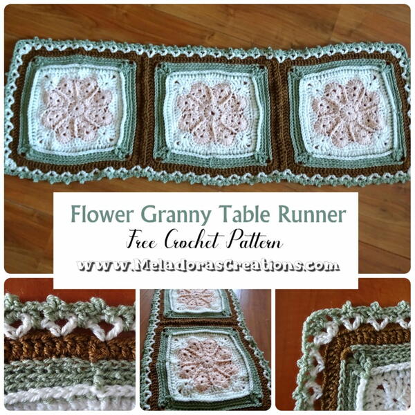 Flower Granny Crochet Table Runner