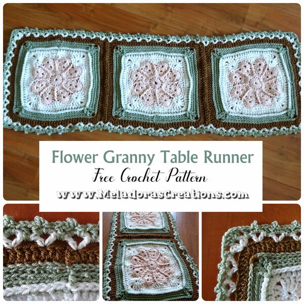 Flower Granny Crochet Table Runner