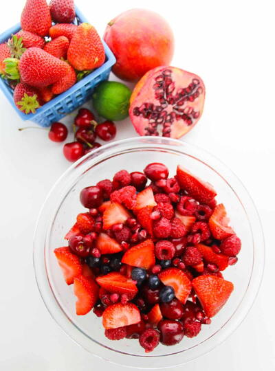 Fruit Berry Salad With Honey Lime Dressing
