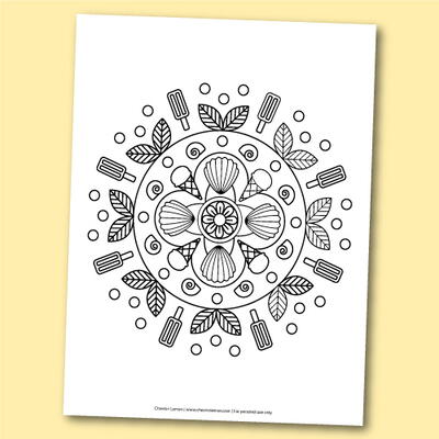 Printable Summer Mandala Coloring Page