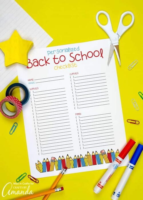 Free Printable Back To School Checklist