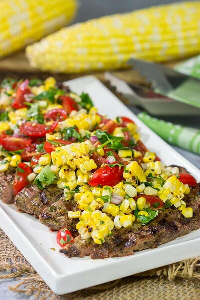 Grilled Flank Steak with Charred Corn Salsa
