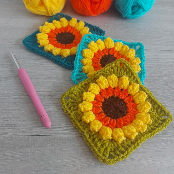 Sunflower Granny Square AllFreeCrochet sunflower-granny-square-allfreecrochet