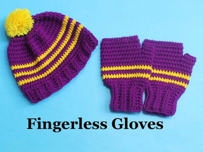 Adult Crochet Simple Fingerless Gloves Beginner Pattern