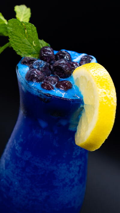 Blue Spirulina Ginger Seltzer With Lemon And Mint