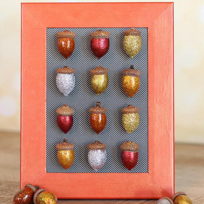Festive Fall Glittered Acorns | AllFreeHolidayCrafts.com