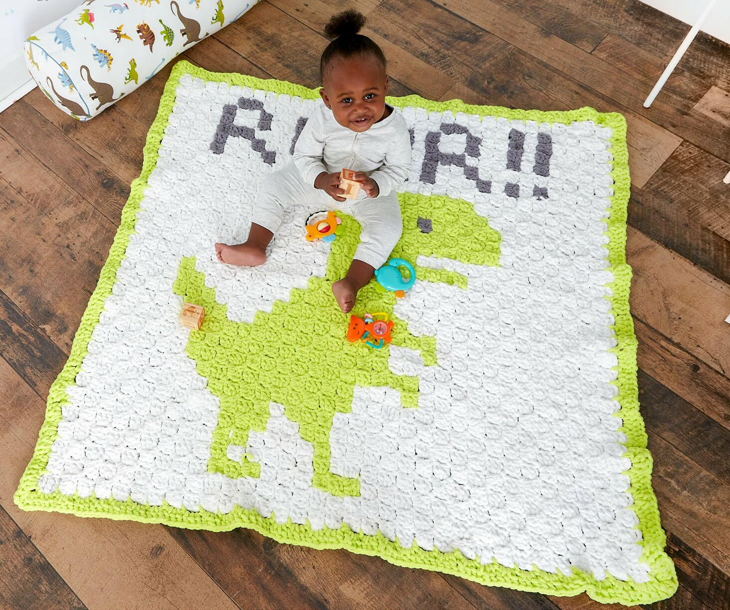 Crochet dinosaur baby online blanket pattern