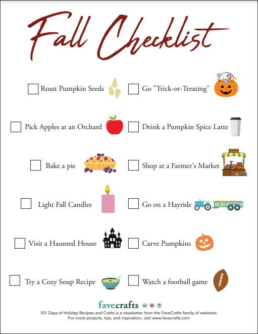Fabulous Printable Fall Checklist