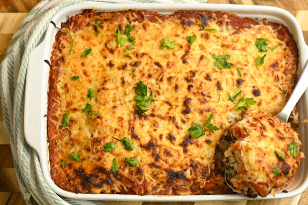 Italian Keto Beef  Cauliflower Rice Casserole