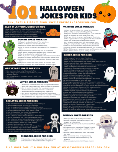 101 Halloween Jokes For Kids Printable