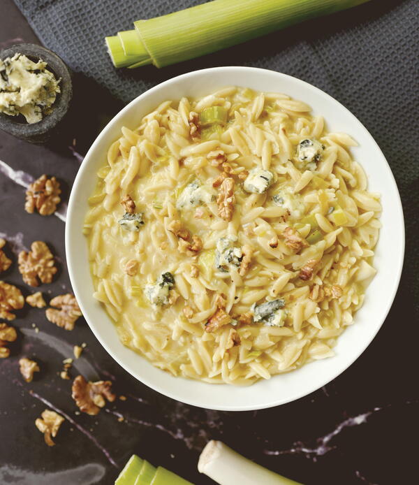 Silky Leek and Roquefort Orzo