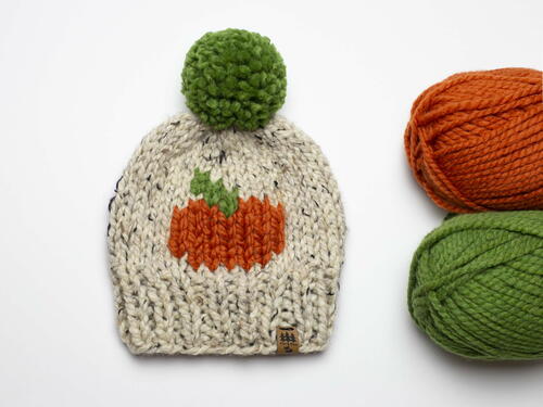 Pumpkin Pompom Toque Halloween Hat