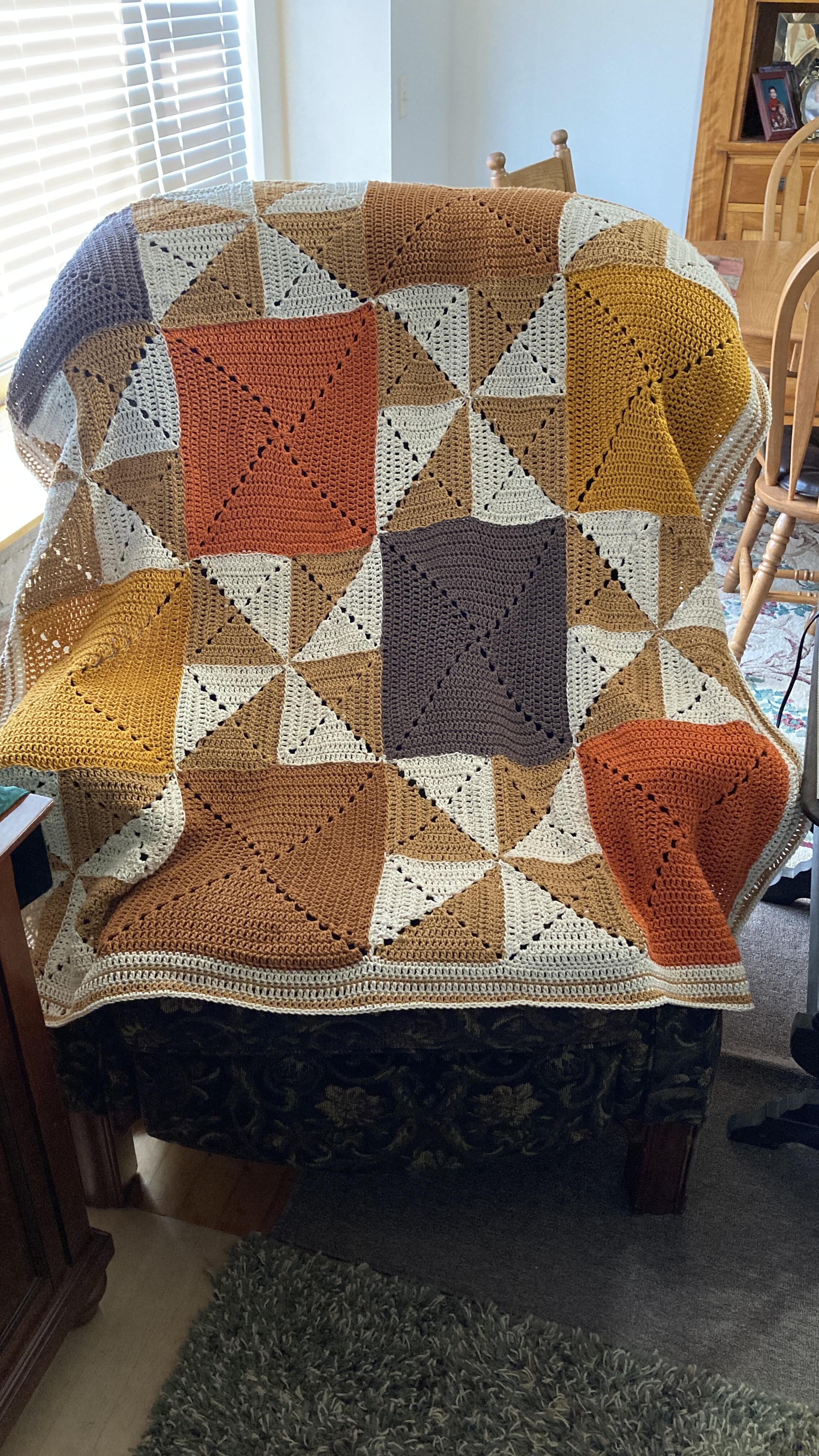 Pumpkin Spice Solid Granny Square Blanket