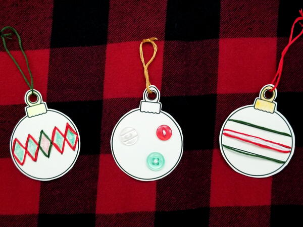 Finished Christmas Baubles Printable Lacing Cards