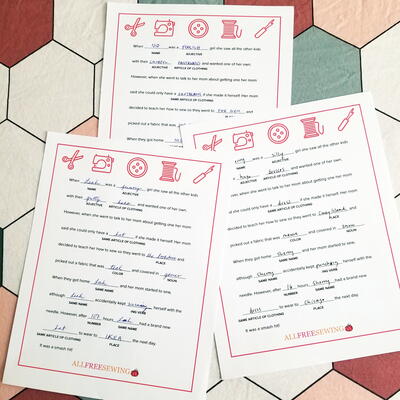 Sewing Mad Libs Printable PDF