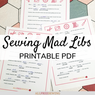 Sewing Mad Libs Printable PDF