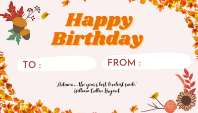 Autumn Birthday Gift Tag