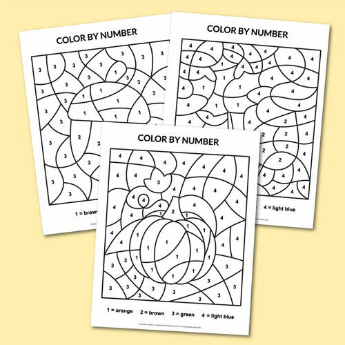 Fall Color By Number Pages