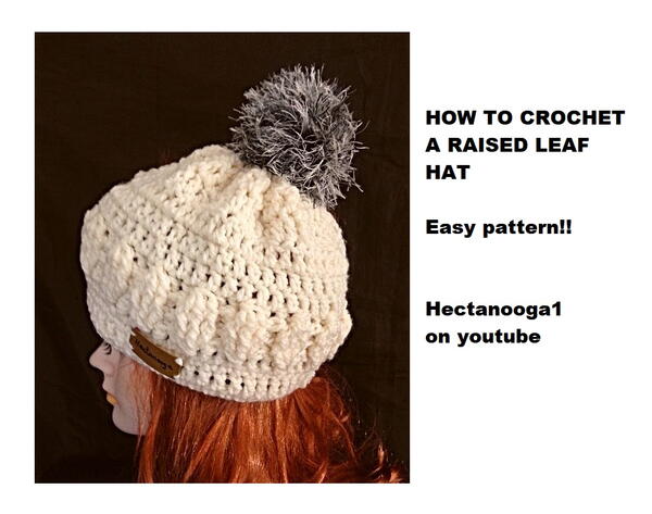 Raised Leaf Motif Crochet Hat