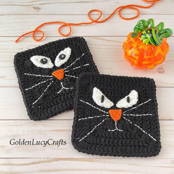 Crochet Black Cat Granny Square