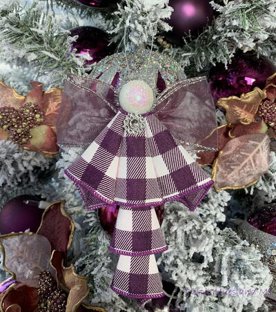 Purple Plaid Angel Ornaments