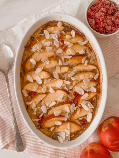 Nectarine And Raspberry Baked Oats