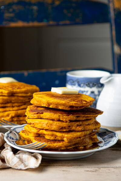 Pumpkin Pancakes With Apple Cider Syrup