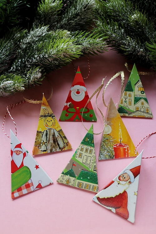 Upcycled Christmas Card Ornaments