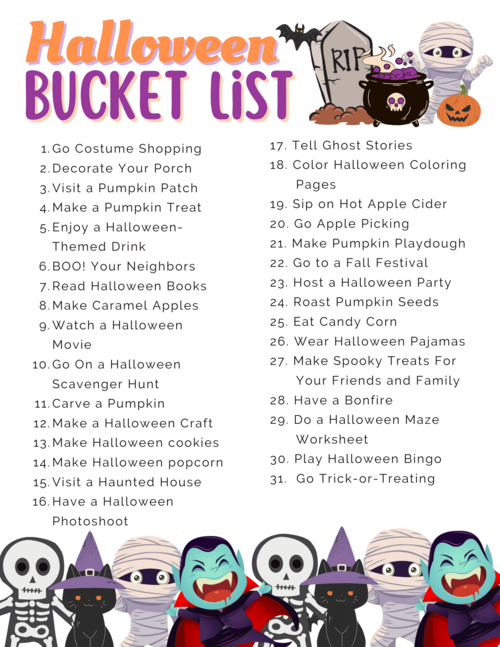 31 Days Of Fun Halloween Bucket List Activities