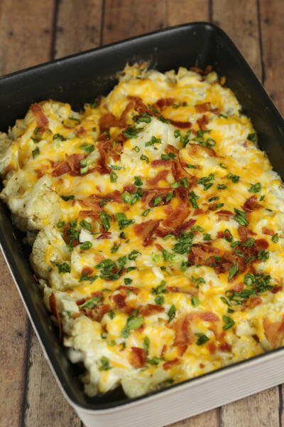 Loaded Cheesy Cauliflower Bake