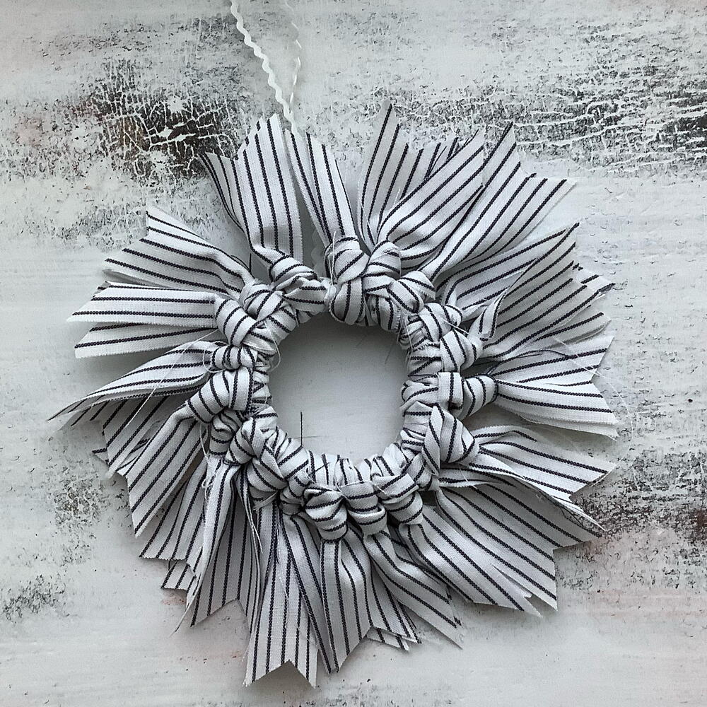 Mini Rag Wreath Christmas Ornament | FaveCrafts.com
