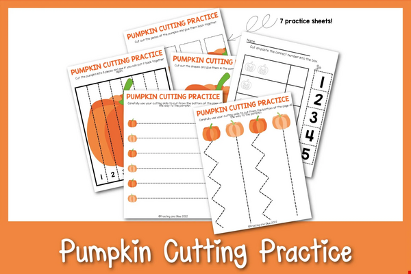 Pumpkin Cutting Practice Sheets