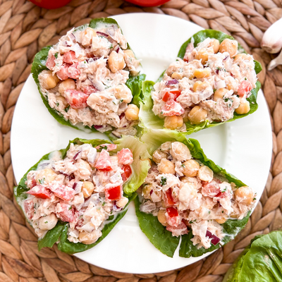 Creamy Tuna & Chickpea Lettuce Wraps | Healthy 15 Minute Recipe
