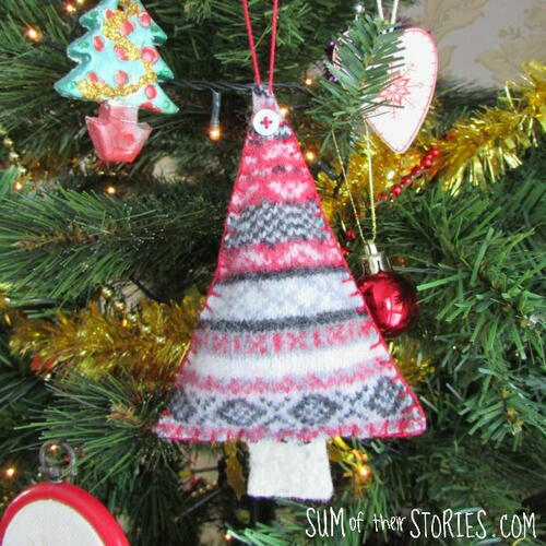 Felted  Sweater Christmas Tree Ornaments