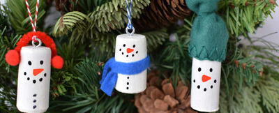 Snowman Wine Cork Christmas Ornaments